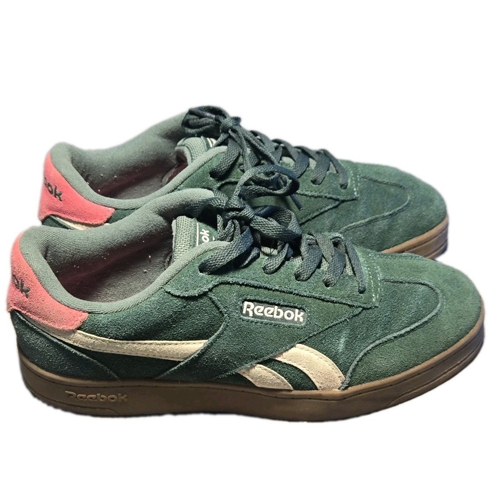 Reebok Club C Bulc Green Suede Shoes Womens 8.5 Pink Gum Skate Sneaker 100204323